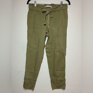 Frye x Anthropologie domi paperbag waisted crop pants olive green size 24